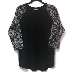 Large Lularoe Randy - Black with Gray Flowers